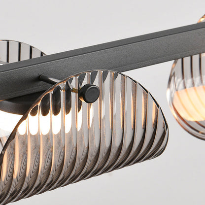 ثريا جزيرة LED مصنوعة من الحديد والألومنيوم والزجاج الأكريليكي بتصميم عصري إبداعي طويل نصف دائري لغرفة المعيشة 