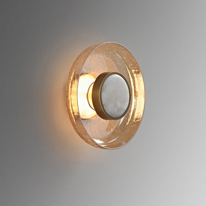 مصباح حائط LED دائري عصري بسيط من الزجاج والحديد لغرفة المعيشة 