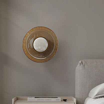 مصباح حائط LED دائري عصري بسيط من الزجاج والحديد لغرفة المعيشة 