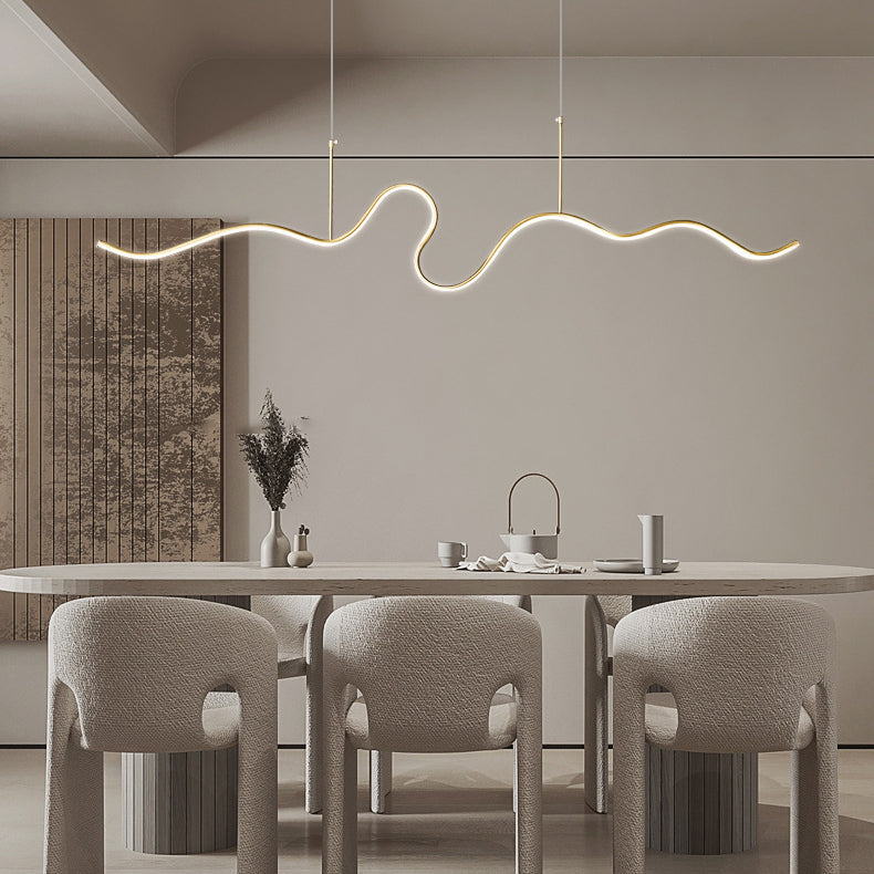 ثريا جزيرة LED من السيليكون النحاسي بتصميم عصري بسيط لغرفة المعيشة
