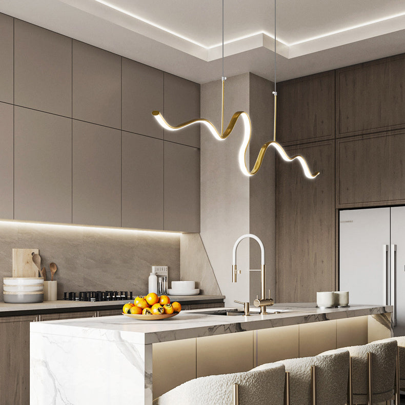ثريا جزيرة LED من السيليكون النحاسي بتصميم عصري بسيط لغرفة المعيشة