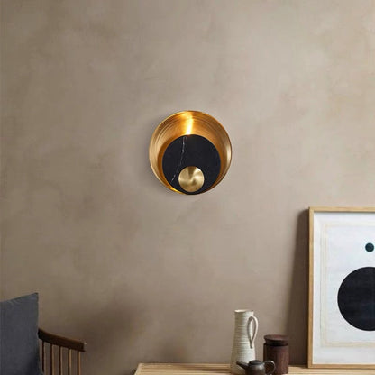 現代的なスカンジナビアの丸型金具大理石1灯壁取り付け用燭台ランプリビングルーム用