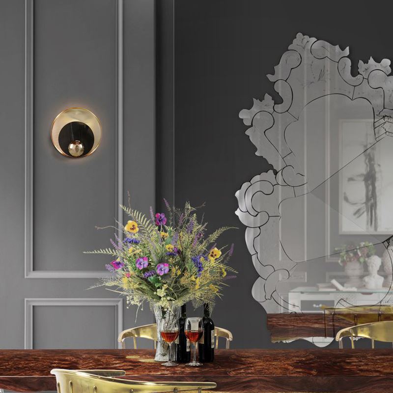 現代的なスカンジナビアの丸型金具大理石1灯壁取り付け用燭台ランプリビングルーム用