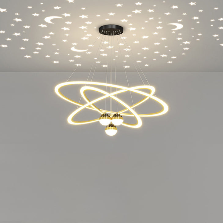 ثريا LED معاصرة بتصميم إسكندنافي دائري من الأكريليك والألومنيوم والحديد لغرفة المعيشة