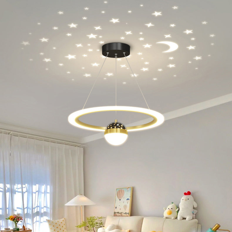 ثريا LED معاصرة بتصميم إسكندنافي دائري من الأكريليك والألومنيوم والحديد لغرفة المعيشة