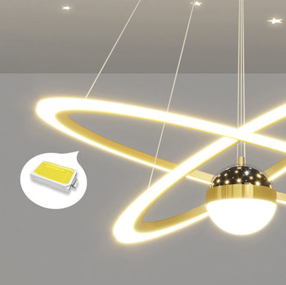 ثريا LED معاصرة بتصميم إسكندنافي دائري من الأكريليك والألومنيوم والحديد لغرفة المعيشة