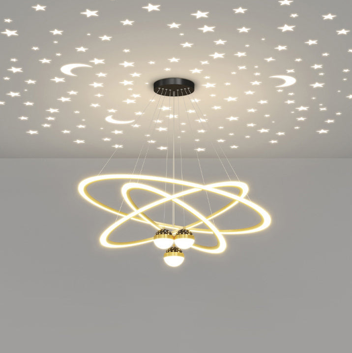 ثريا LED معاصرة بتصميم إسكندنافي دائري من الأكريليك والألومنيوم والحديد لغرفة المعيشة