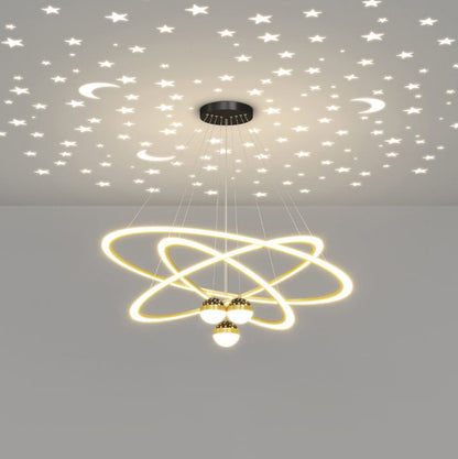 ثريا LED معاصرة بتصميم إسكندنافي دائري من الأكريليك والألومنيوم والحديد لغرفة المعيشة