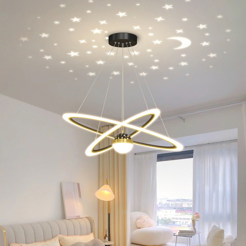 ثريا LED معاصرة بتصميم إسكندنافي دائري من الأكريليك والألومنيوم والحديد لغرفة المعيشة