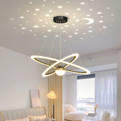 ثريا LED معاصرة بتصميم إسكندنافي دائري من الأكريليك والألومنيوم والحديد لغرفة المعيشة