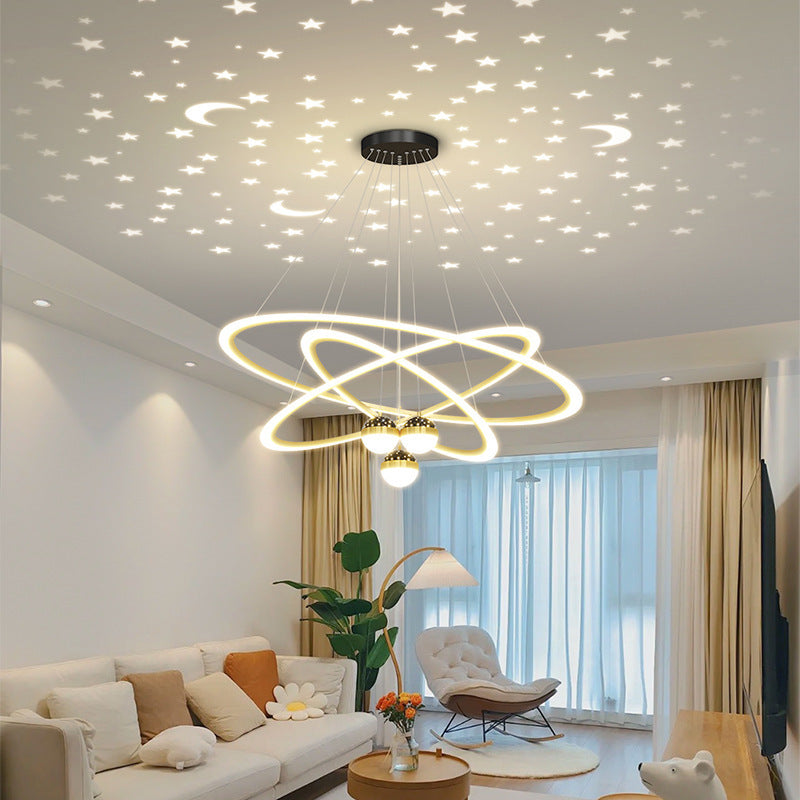 ثريا LED معاصرة بتصميم إسكندنافي دائري من الأكريليك والألومنيوم والحديد لغرفة المعيشة