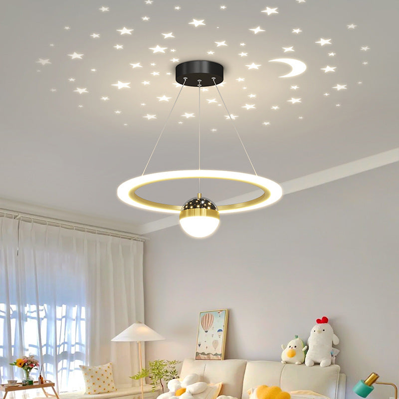 ثريا LED معاصرة بتصميم إسكندنافي دائري من الأكريليك والألومنيوم والحديد لغرفة المعيشة