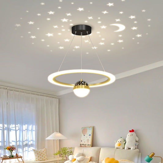 ثريا LED معاصرة بتصميم إسكندنافي دائري من الأكريليك والألومنيوم والحديد لغرفة المعيشة