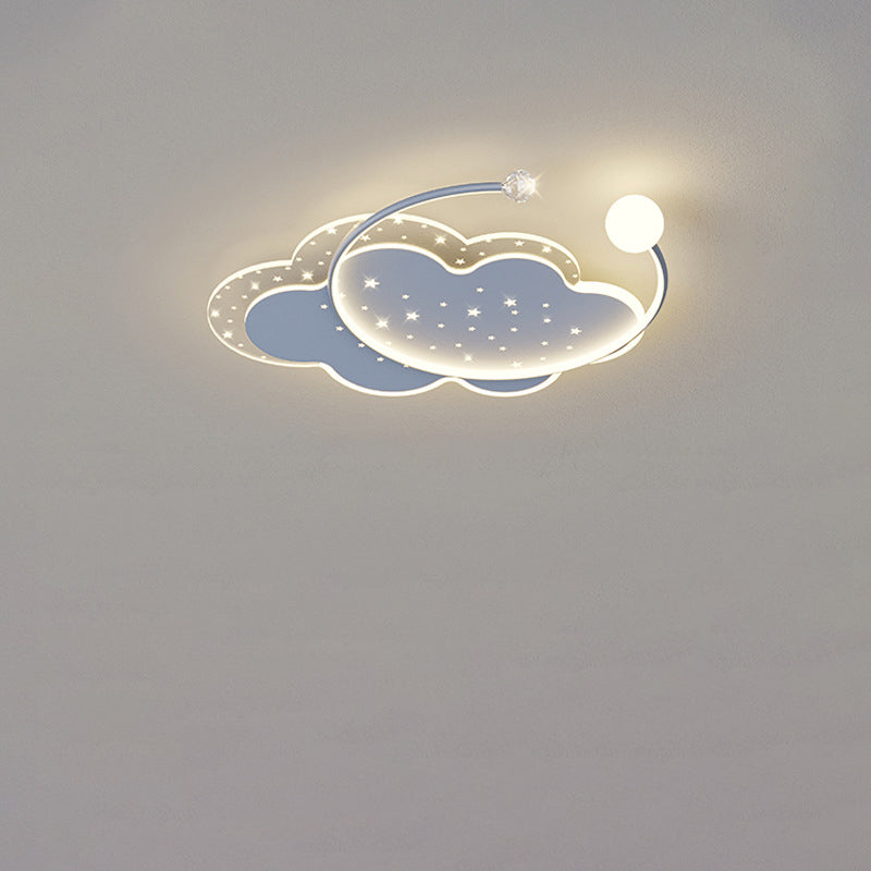 Modern Minimalist Flower Cloud Acrylic Hardware LED Flush Mount Ceiling Light For Bedroom