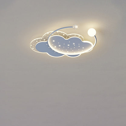 Modern Minimalist Flower Cloud Acrylic Hardware LED Flush Mount Ceiling Light For Bedroom