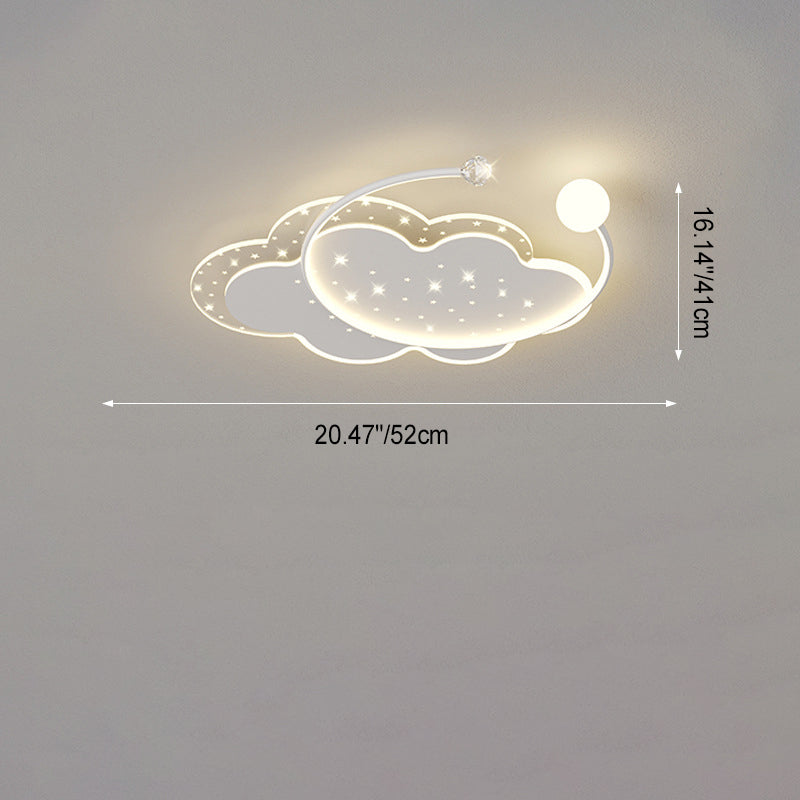 Modern Minimalist Flower Cloud Acrylic Hardware LED Flush Mount Ceiling Light For Bedroom