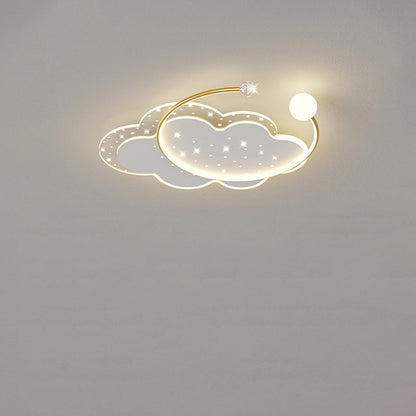 Modern Minimalist Flower Cloud Acrylic Hardware LED Flush Mount Ceiling Light For Bedroom
