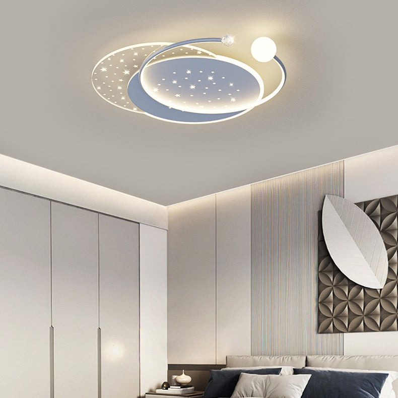 Modern Minimalist Round Square Acrylic Hardware LED Flush Mount Ceiling Light For Bedroom