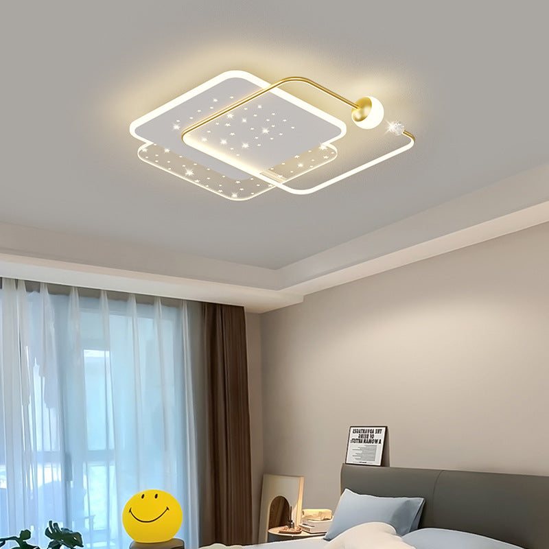 Modern Minimalist Round Square Acrylic Hardware LED Flush Mount Ceiling Light For Bedroom