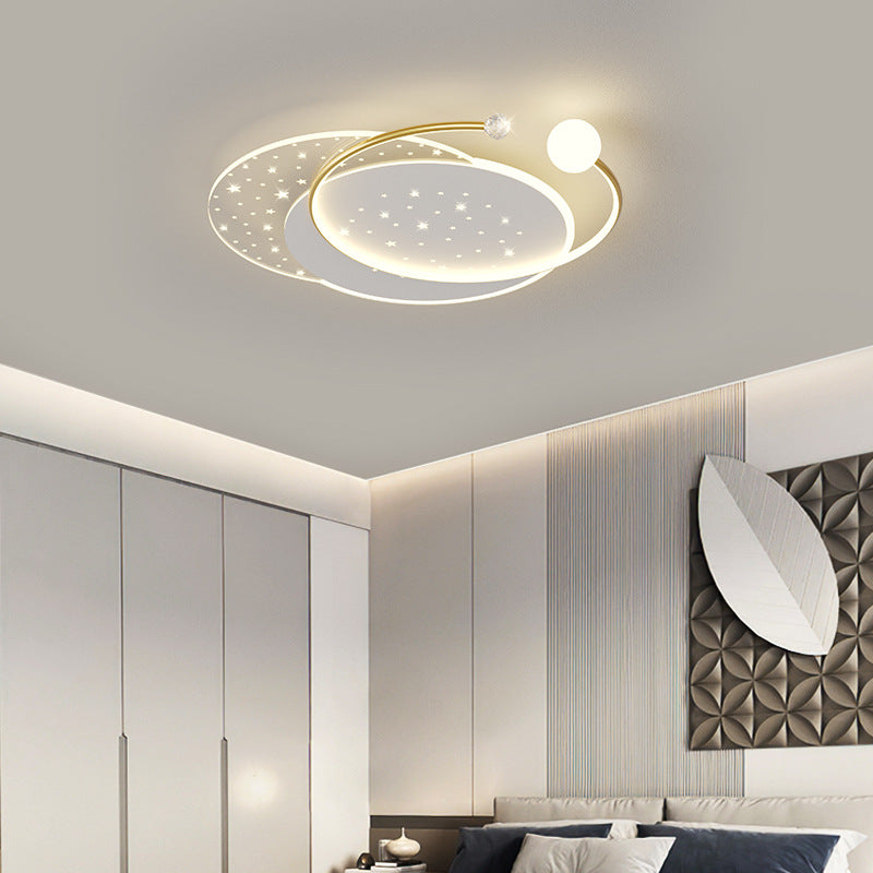 Modern Minimalist Round Square Acrylic Hardware LED Flush Mount Ceiling Light For Bedroom