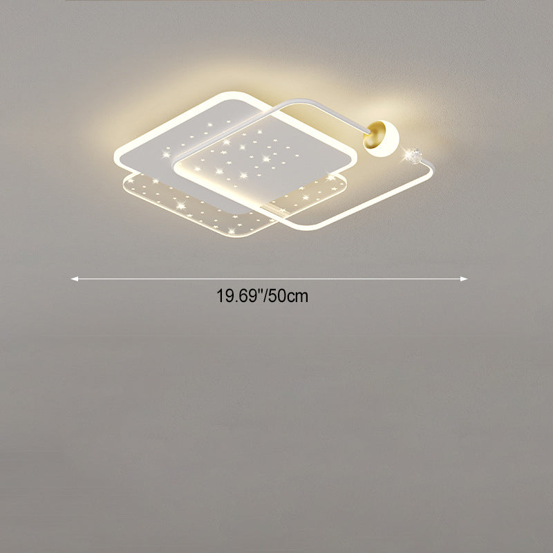 Modern Minimalist Round Square Acrylic Hardware LED Flush Mount Ceiling Light For Bedroom