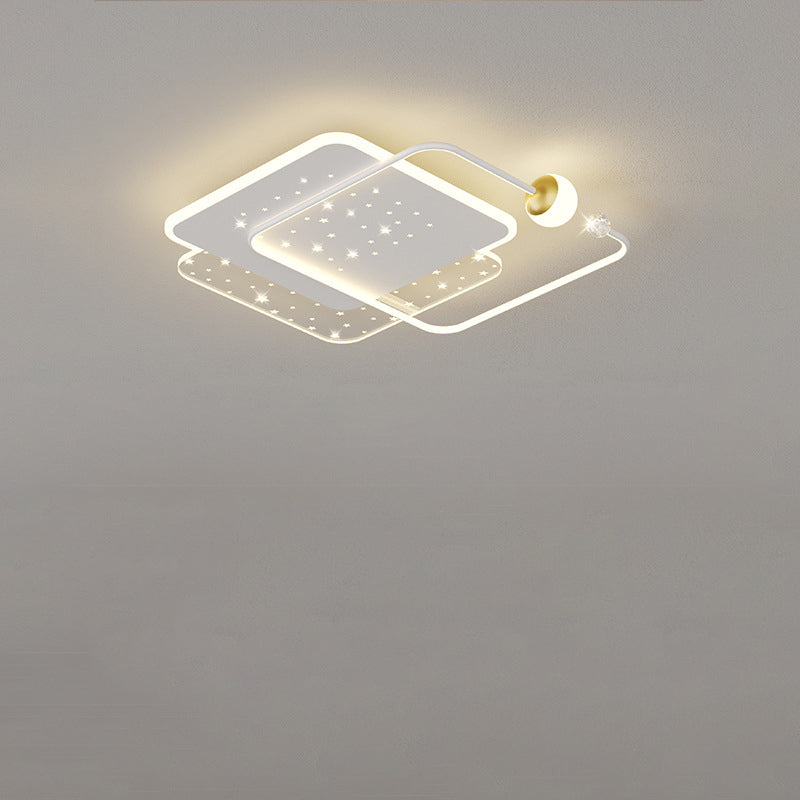 Modern Minimalist Round Square Acrylic Hardware LED Flush Mount Ceiling Light For Bedroom