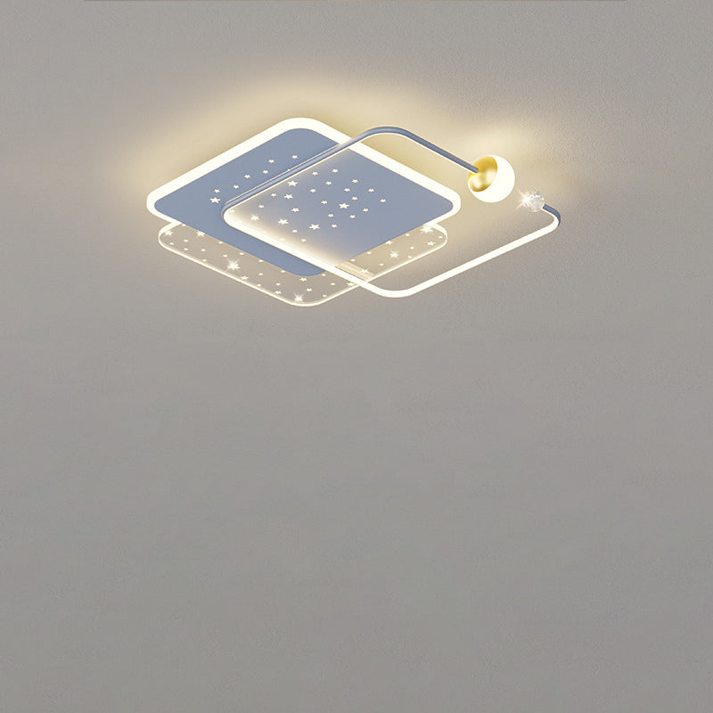 Modern Minimalist Round Square Acrylic Hardware LED Flush Mount Ceiling Light For Bedroom
