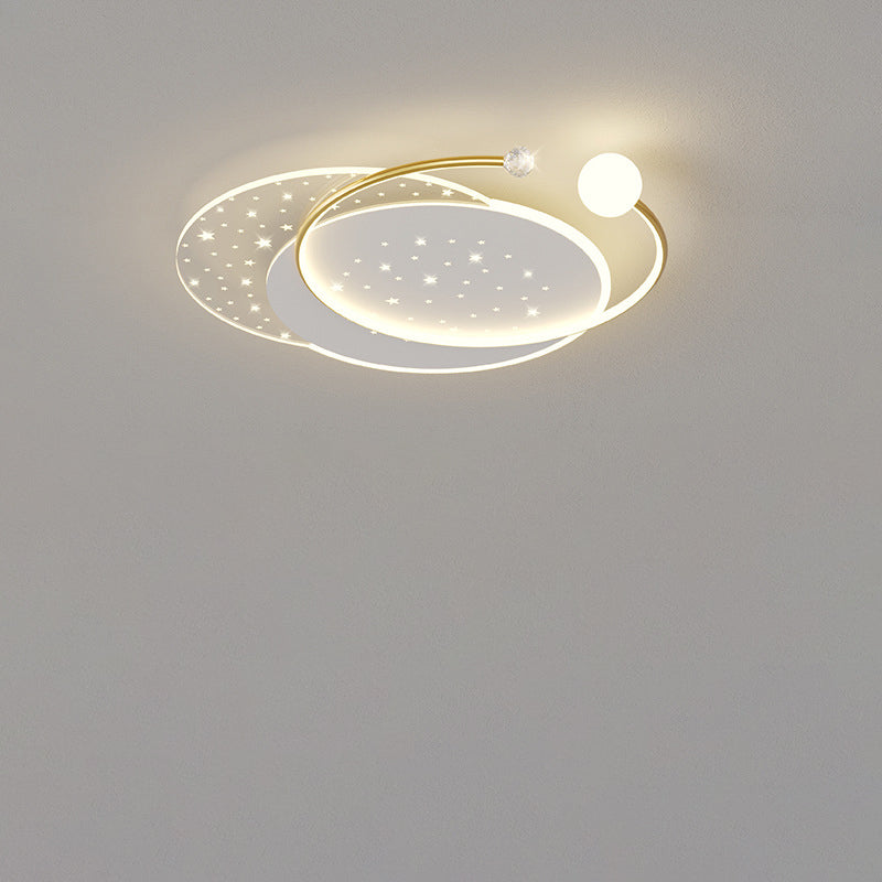 Modern Minimalist Round Square Acrylic Hardware LED Flush Mount Ceiling Light For Bedroom