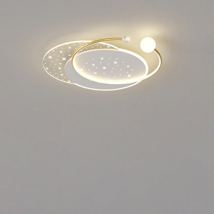 Modern Minimalist Round Square Acrylic Hardware LED Flush Mount Ceiling Light For Bedroom