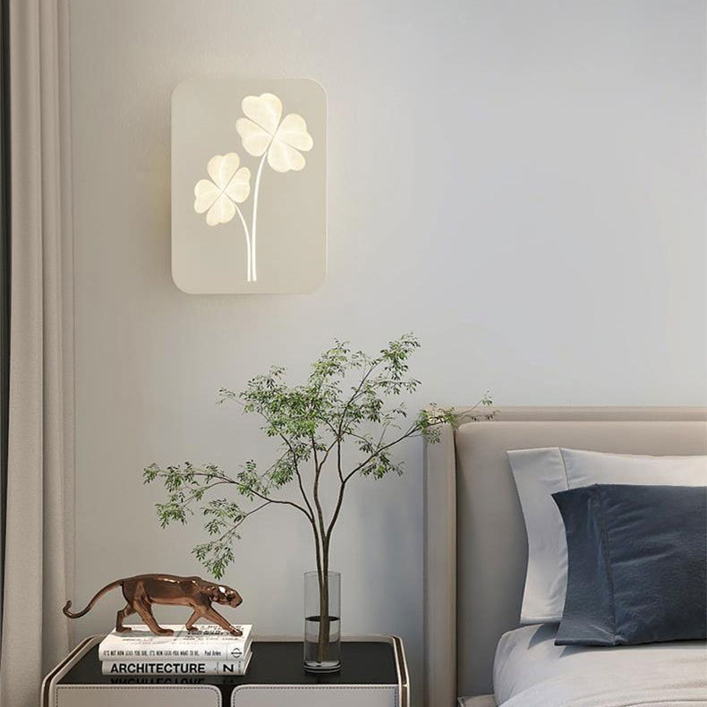 Modern Minimalist Round Rectangular Clover Ginkgo Biloba Acrylic Iron LED Wall Sconce Lamp For Living Room