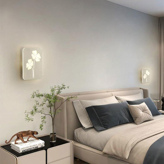 Modern Minimalist Round Rectangular Clover Ginkgo Biloba Acrylic Iron LED Wall Sconce Lamp For Living Room
