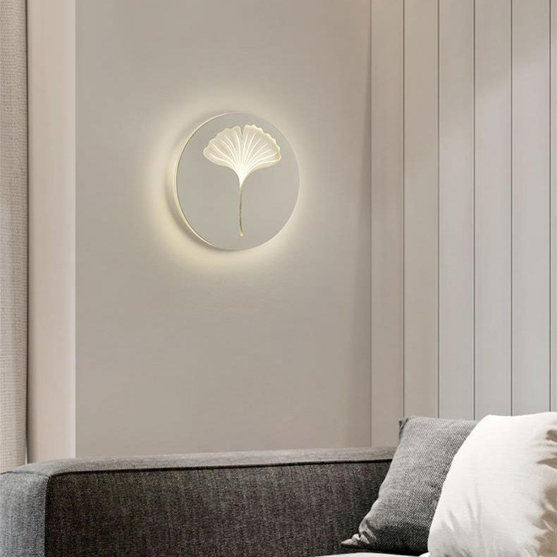 Modern Minimalist Round Rectangular Clover Ginkgo Biloba Acrylic Iron LED Wall Sconce Lamp For Living Room