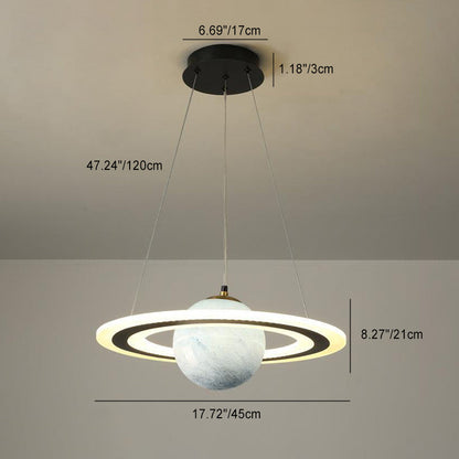 Modern Art Deco Kids Round Planet Spaceman Acrylic Iron LED Chandelier For Living Room
