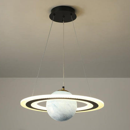 Modern Art Deco Kids Round Planet Spaceman Acrylic Iron LED Chandelier For Living Room