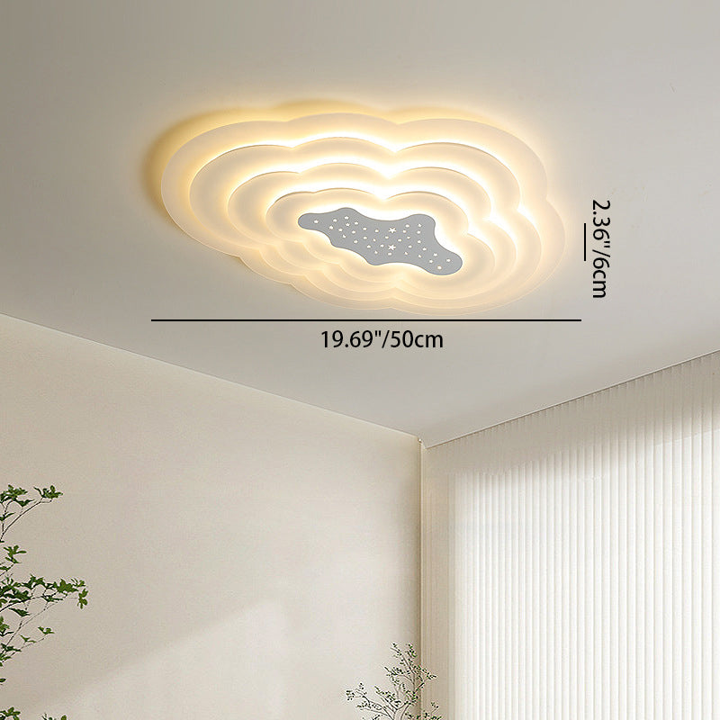Modern Simplicity Cream Pentagram Clouds Acrylic Iron LED Flush Mount Ceiling Light For Living Room