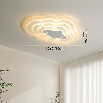 Modern Simplicity Cream Pentagram Clouds Acrylic Iron LED Flush Mount Ceiling Light For Living Room