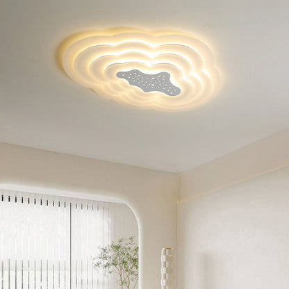 Modern Simplicity Cream Pentagram Clouds Acrylic Iron LED Flush Mount Ceiling Light For Living Room