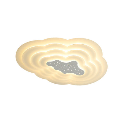 Modern Simplicity Cream Pentagram Clouds Acrylic Iron LED Flush Mount Ceiling Light For Living Room