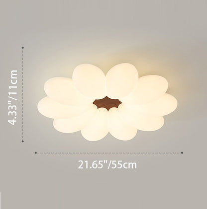 Modern Art Deco Floral Round PE Iron LED Flush Mount Ceiling Light For Living Room