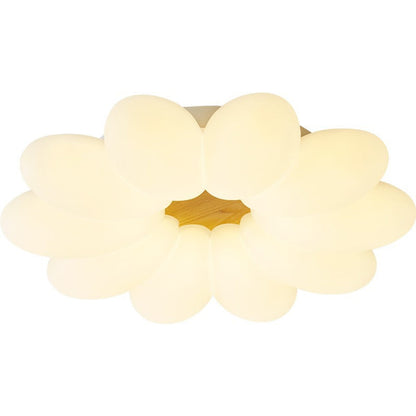 Modern Art Deco Floral Round PE Iron LED Flush Mount Ceiling Light For Living Room