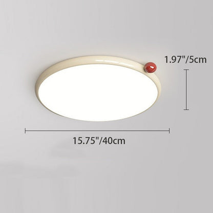 Modern Minimalist Cream Round Orb PVC Aluminum LED Flush Mount Ceiling Light For Living Room