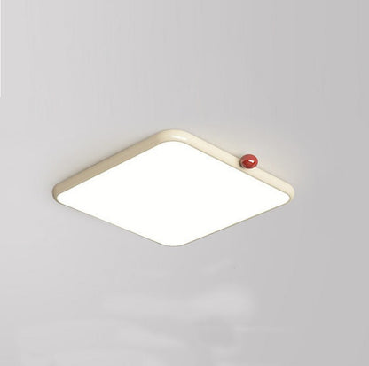 Modern Minimalist Cream Square Orb Acrylic Iron LED Flush Mount Ceiling Light For Living Room