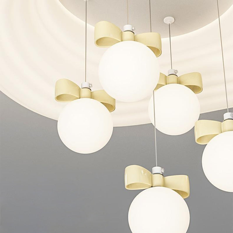 Modern Minimalist Cream Oval Round Pendant PE Iron LED Flush Mount Ceiling Light For Bedroom