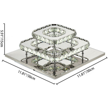 Modern Luxury Square Crystal Iron LED Flush Mount Ceiling Light For Bedroom