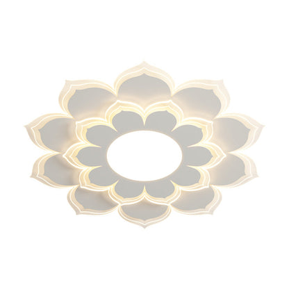 Modern Minimalist Flower Round Acrylic Iron LED Flush Mount Ceiling Light For Living Room