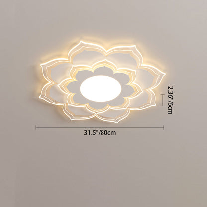Modern Minimalist Flower Round Acrylic Iron LED Flush Mount Ceiling Light For Living Room
