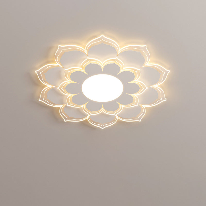 Modern Minimalist Flower Round Acrylic Iron LED Flush Mount Ceiling Light For Living Room