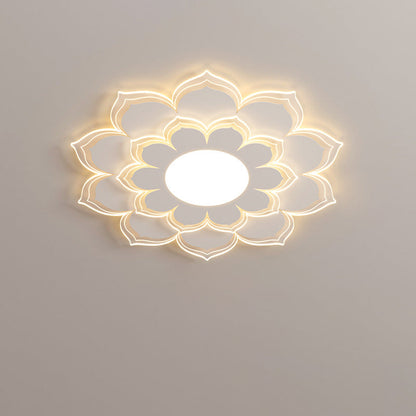 Modern Minimalist Flower Round Acrylic Iron LED Flush Mount Ceiling Light For Living Room
