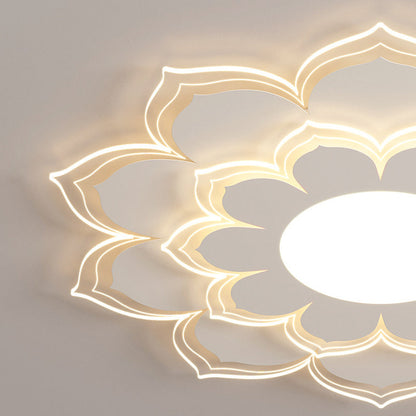 Modern Minimalist Flower Round Acrylic Iron LED Flush Mount Ceiling Light For Living Room