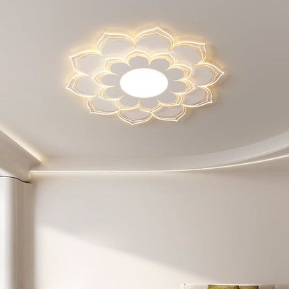 Modern Minimalist Flower Round Acrylic Iron LED Flush Mount Ceiling Light For Living Room